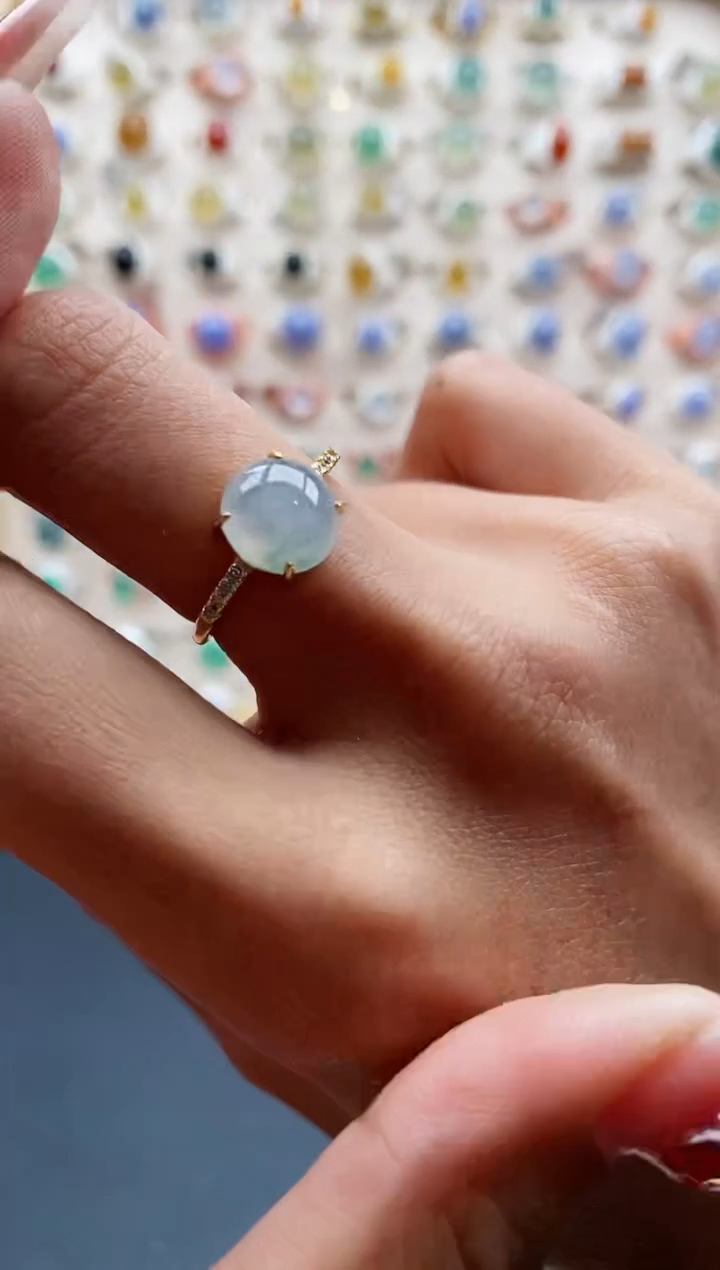 【闪购商品】翡翠戒指银S925镶嵌缅甸天然A货翡翠333 2+3