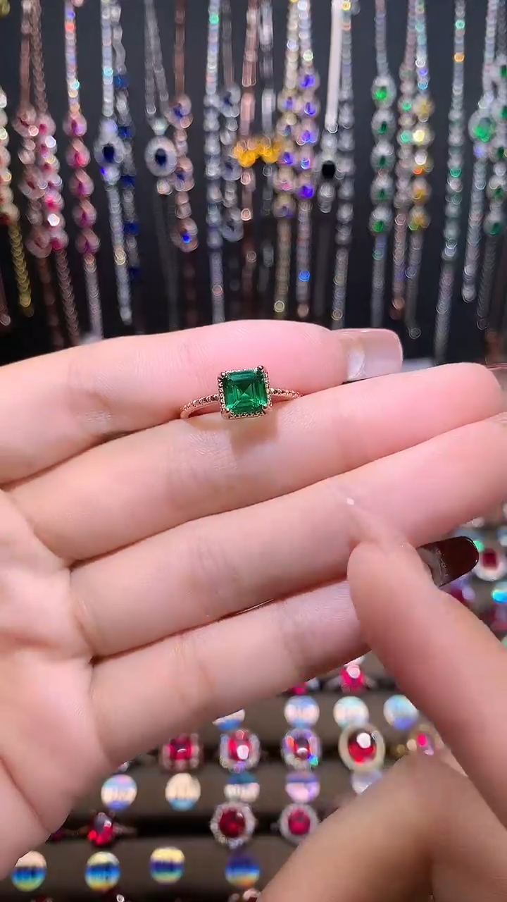 【闪购商品】透辉石戒指银S925镶嵌6