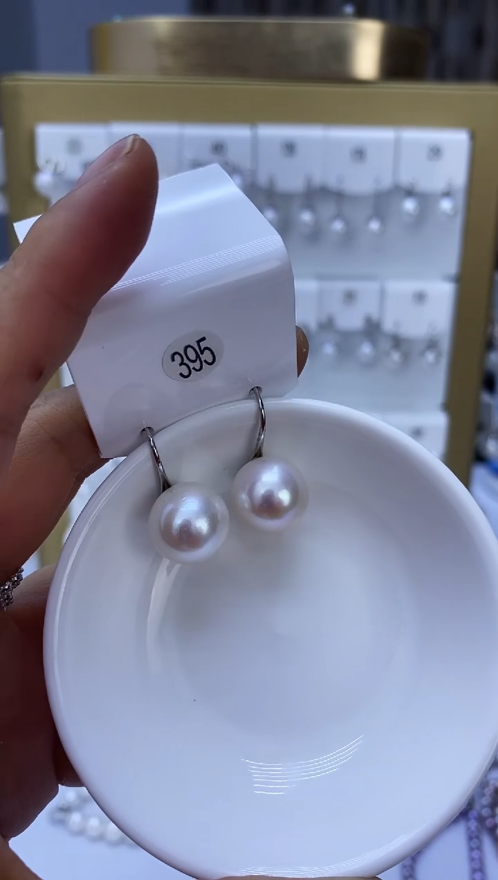 银S925镶嵌耳饰淡水珍珠395