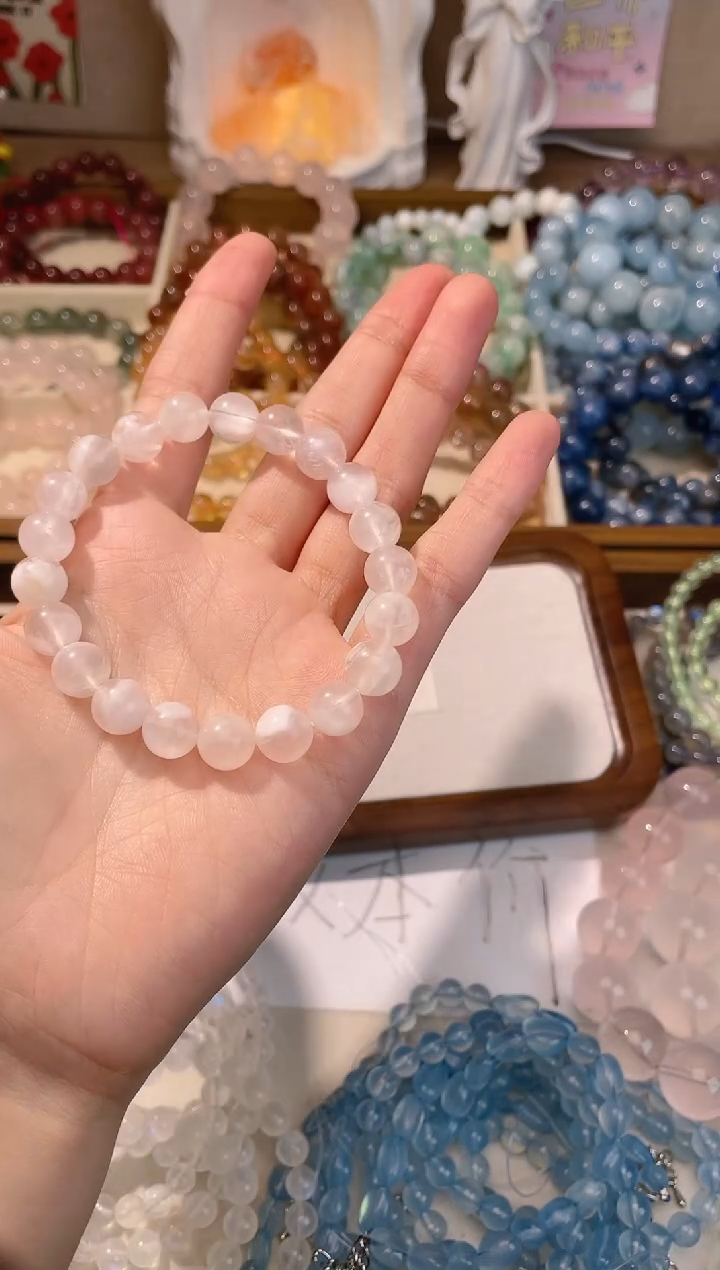 【闪购商品】烟晶手链银S925镶嵌婚纱白雪花幽灵9加