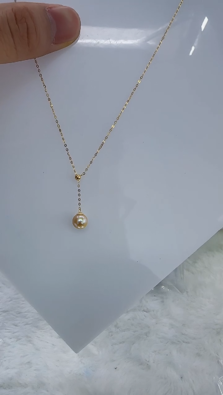 18K金镶嵌海水珍珠DA海水羽皇金Y链7-8 y163