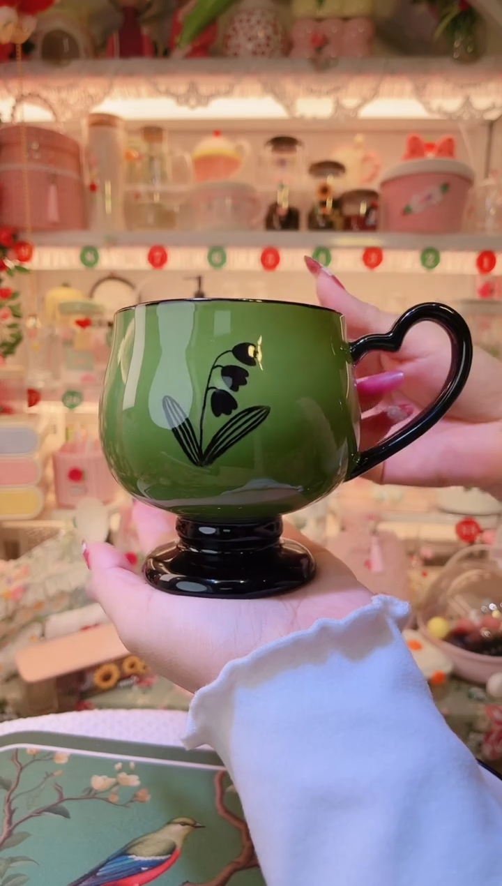 复古高脚杯绿色——手工制作品质好！
