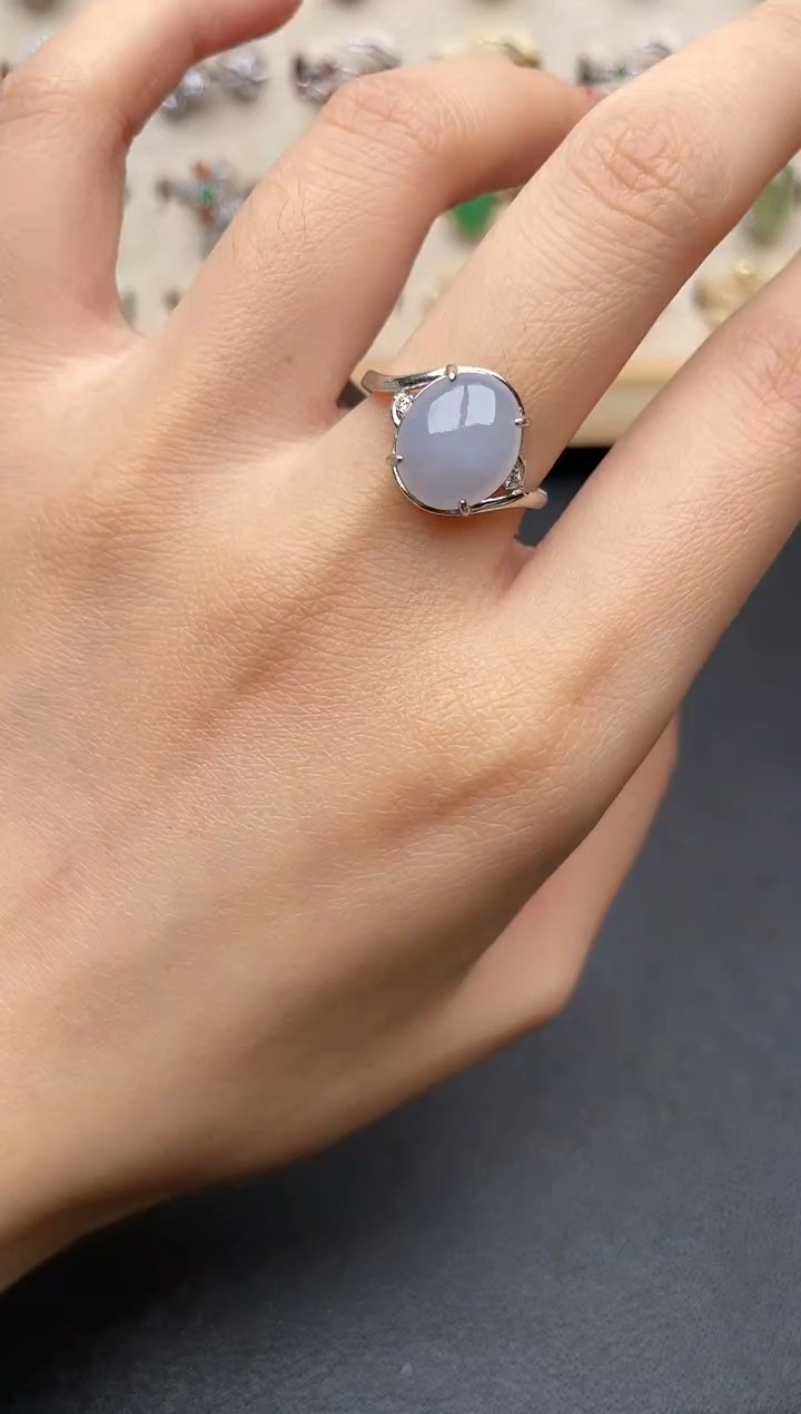 【闪购商品】翡翠戒指银S925镶嵌一物一证一礼盒