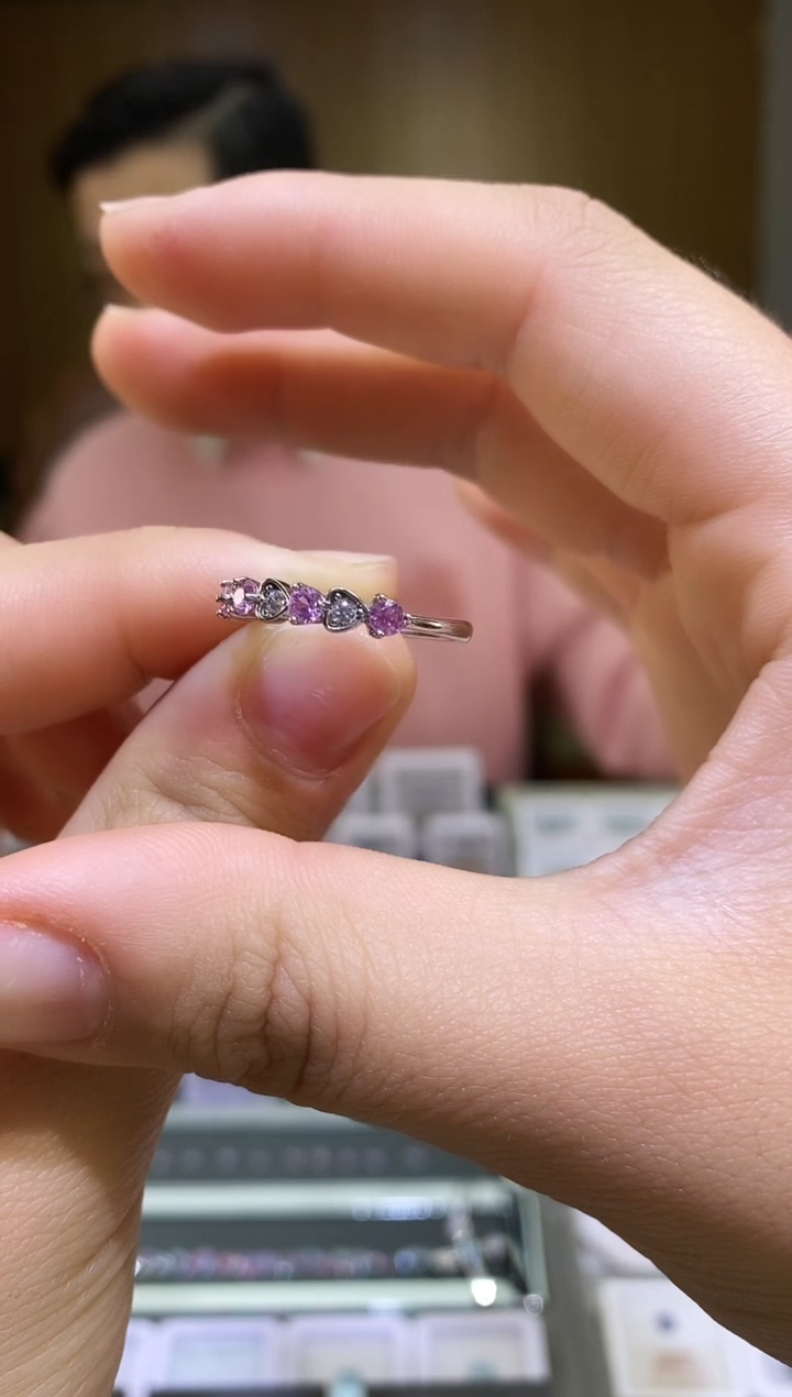 戒指蓝宝石银S925镶嵌天然蓝宝石戒指