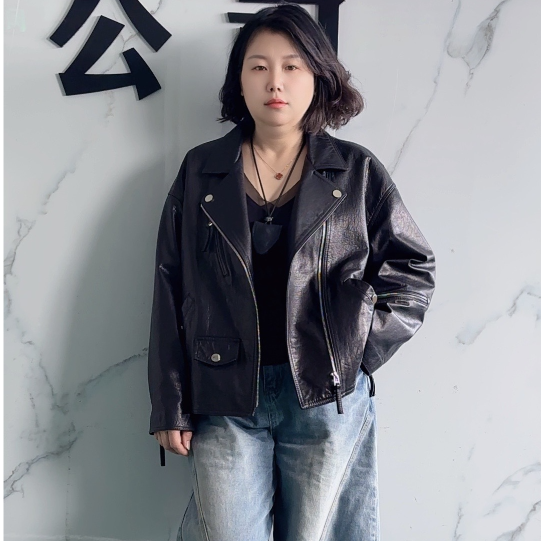 初恋公主春秋冬爆款真皮女士时尚宽松休闲皮衣外套气质百搭2309