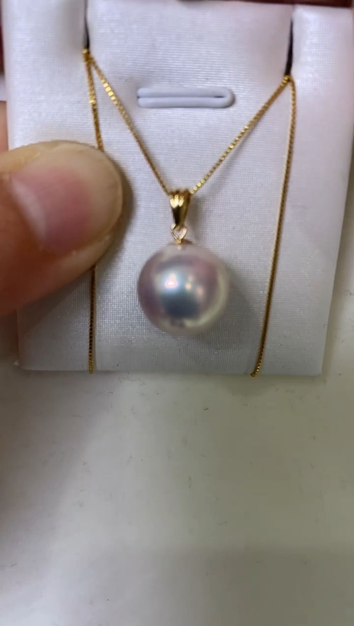 18K金镶嵌LL淡水珍珠珍珠吊坠@@C256