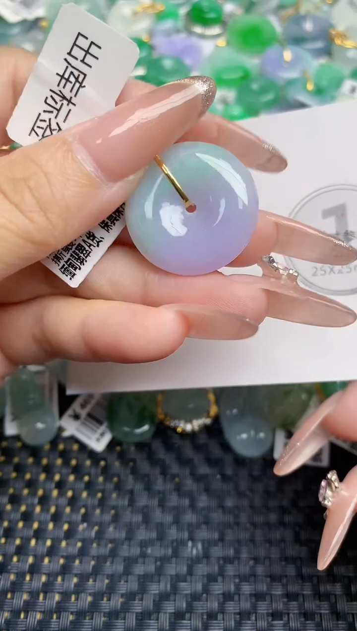 颈饰18K金镶嵌翡翠天然缅甸A货翡翠百元以上9元证书费自理