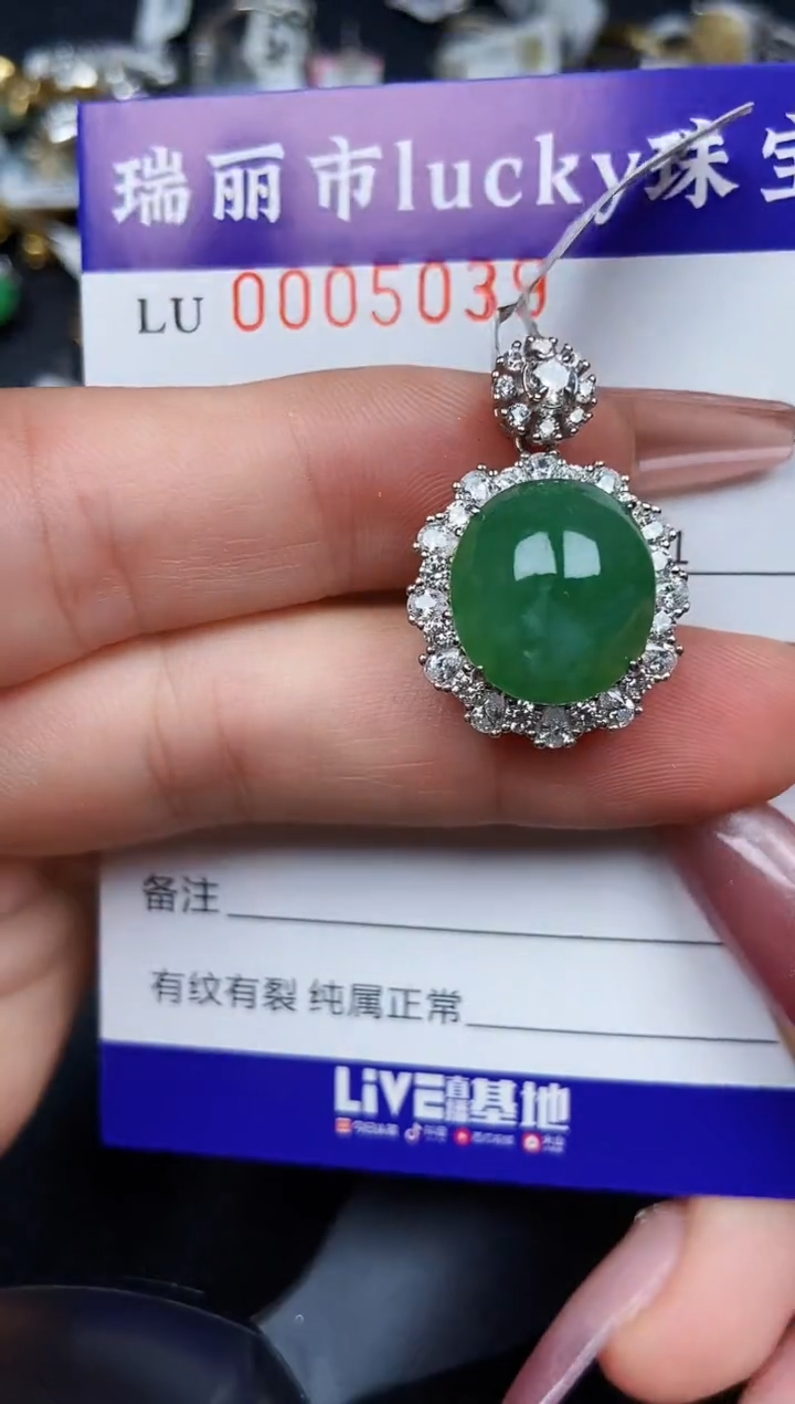 翡翠银S925镶嵌颈饰5039