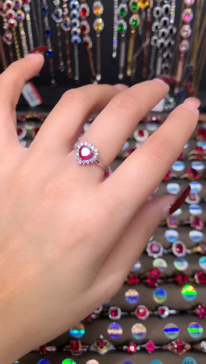 【闪购商品】红宝石戒指银S925镶嵌银色6