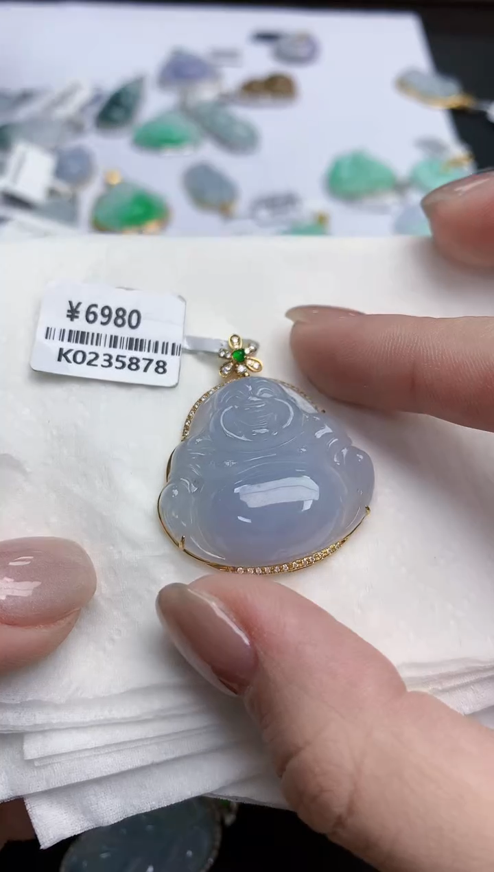 【闪购商品】翡翠颈饰18K金镶嵌天然缅甸翡翠A货