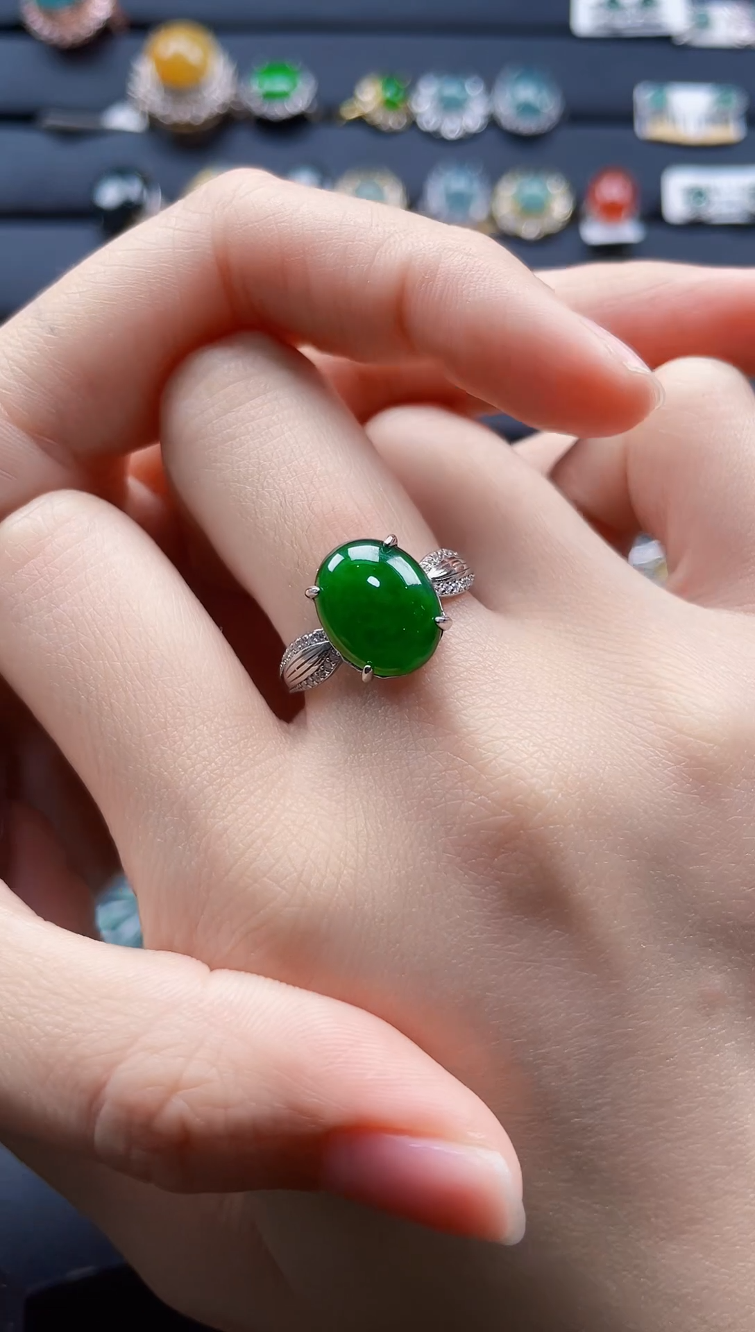 【闪购商品】翡翠戒指银S925镶嵌25432