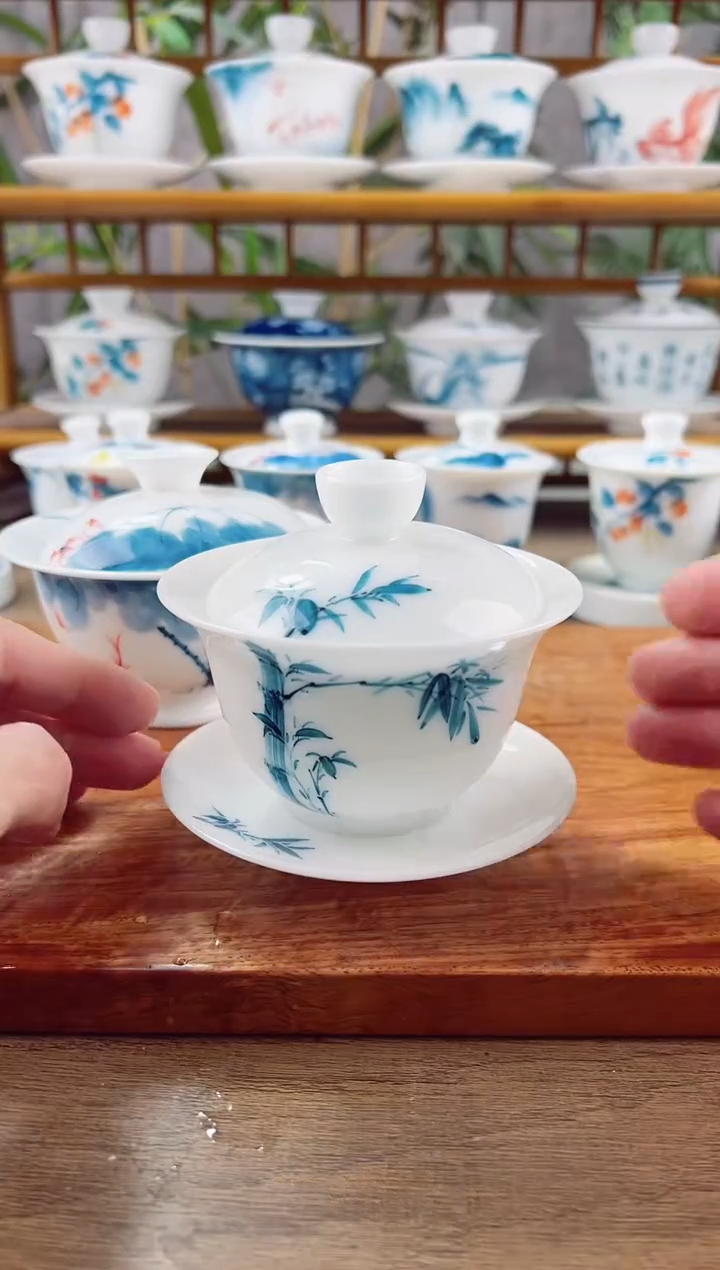 【闪购商品】微瑕高冰竹子150ml三才盖碗
