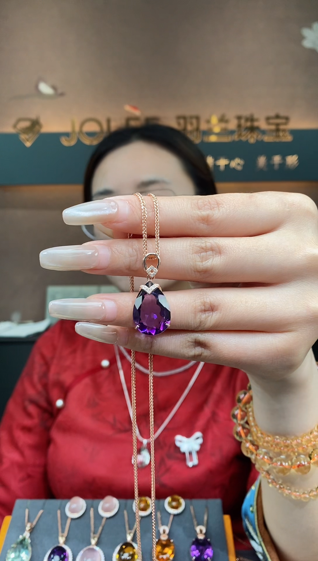 【闪购商品】紫晶吊坠银S925镶嵌紫晶吊坠