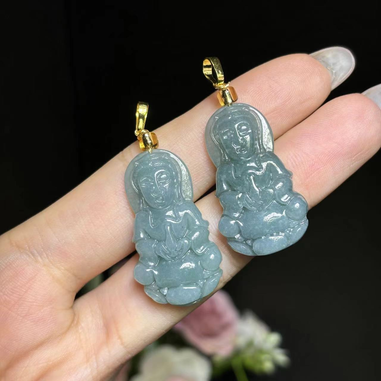 AT5103（黑哥）A货翡翠观音吊坠-配绳-多样性只发一件