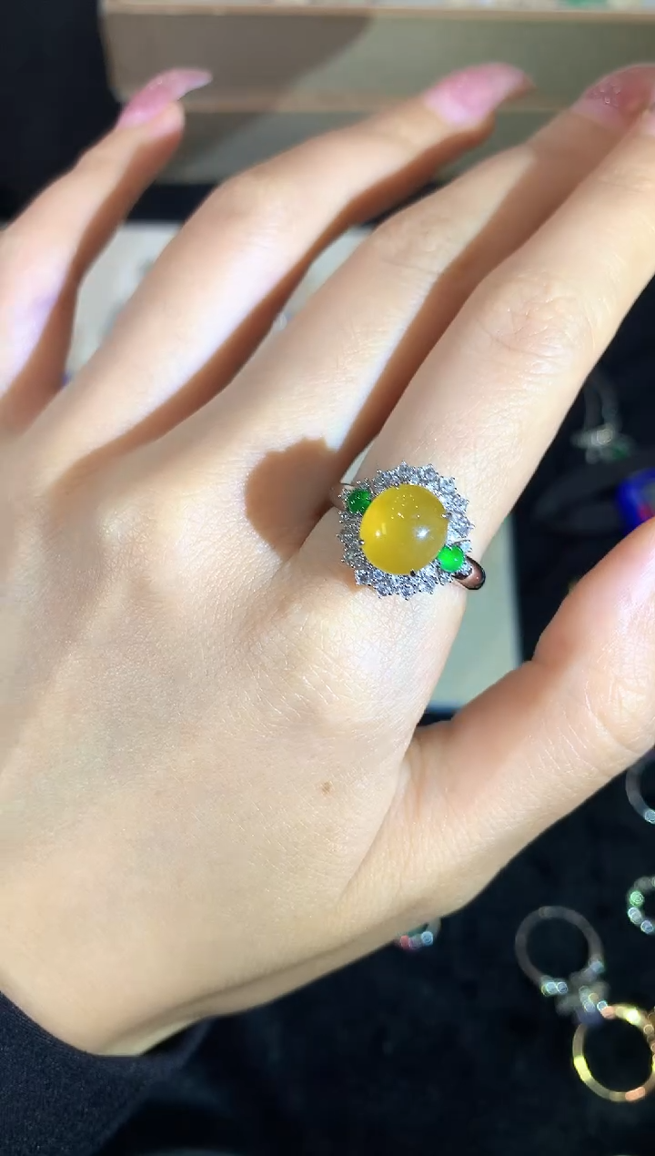 【闪购商品】翡翠18K金镶嵌戒指a56时尚wcy