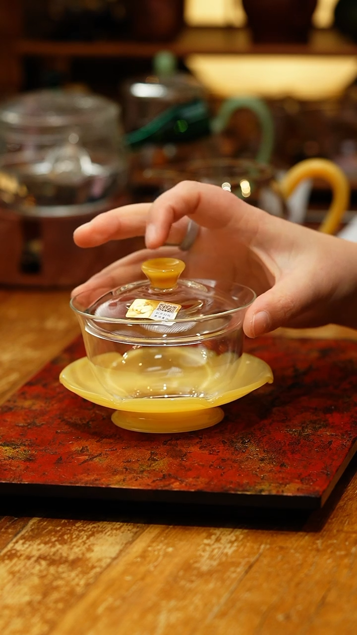 【闪购商品】禾器/晶彩沁莲盖碗/金玉/定制版