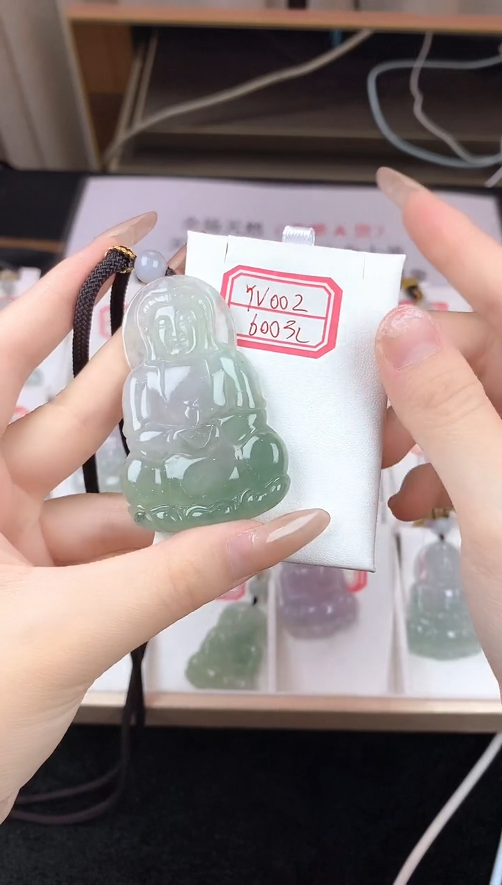 翡翠未镶嵌颈饰YV002冰飘绿观音