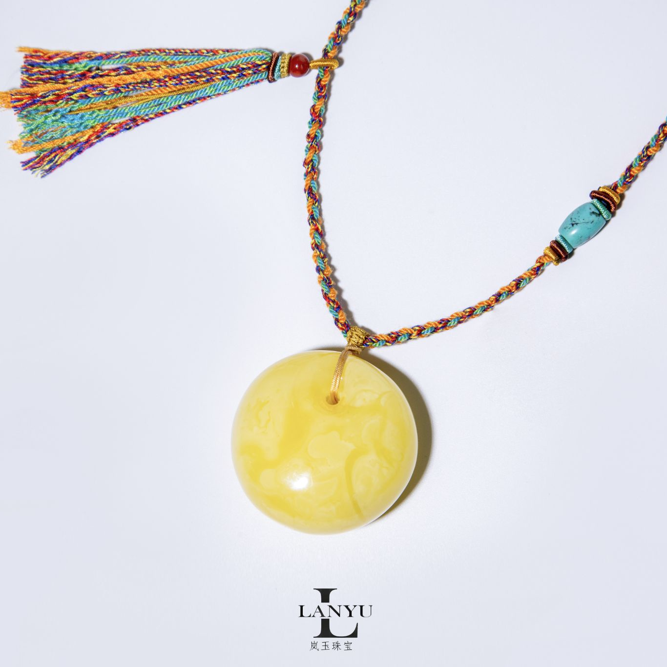 【岚玉珠宝】天然原矿蜜蜡妖花公主扣吊坠送藏饰手编绳
