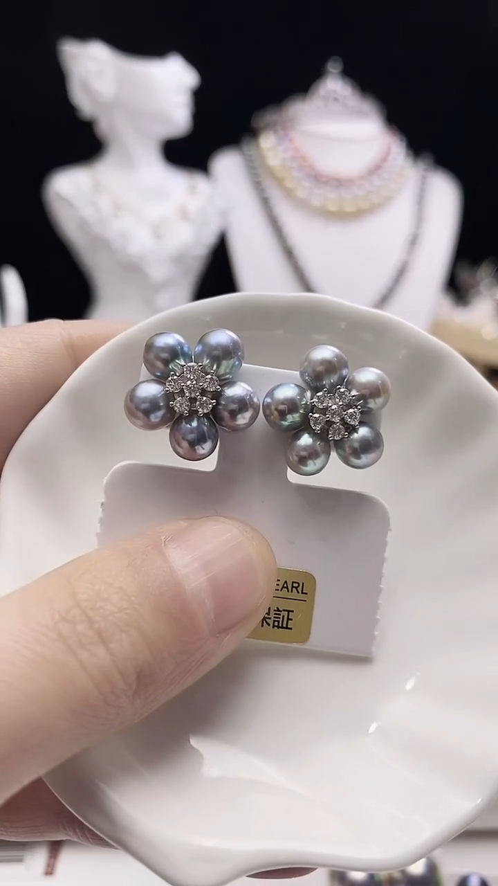 【闪购商品】海水珍珠耳钉银S925镶嵌海水真多麻珍珠耳钉
