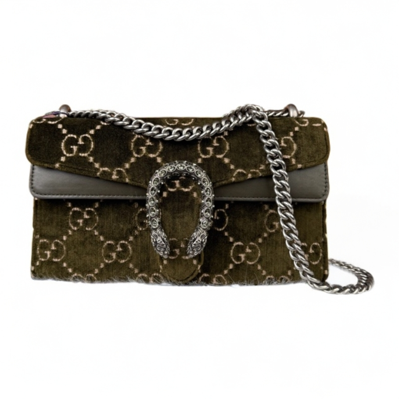 95新 GUCCI/古驰 绿色丝绒钻扣酒神/00130