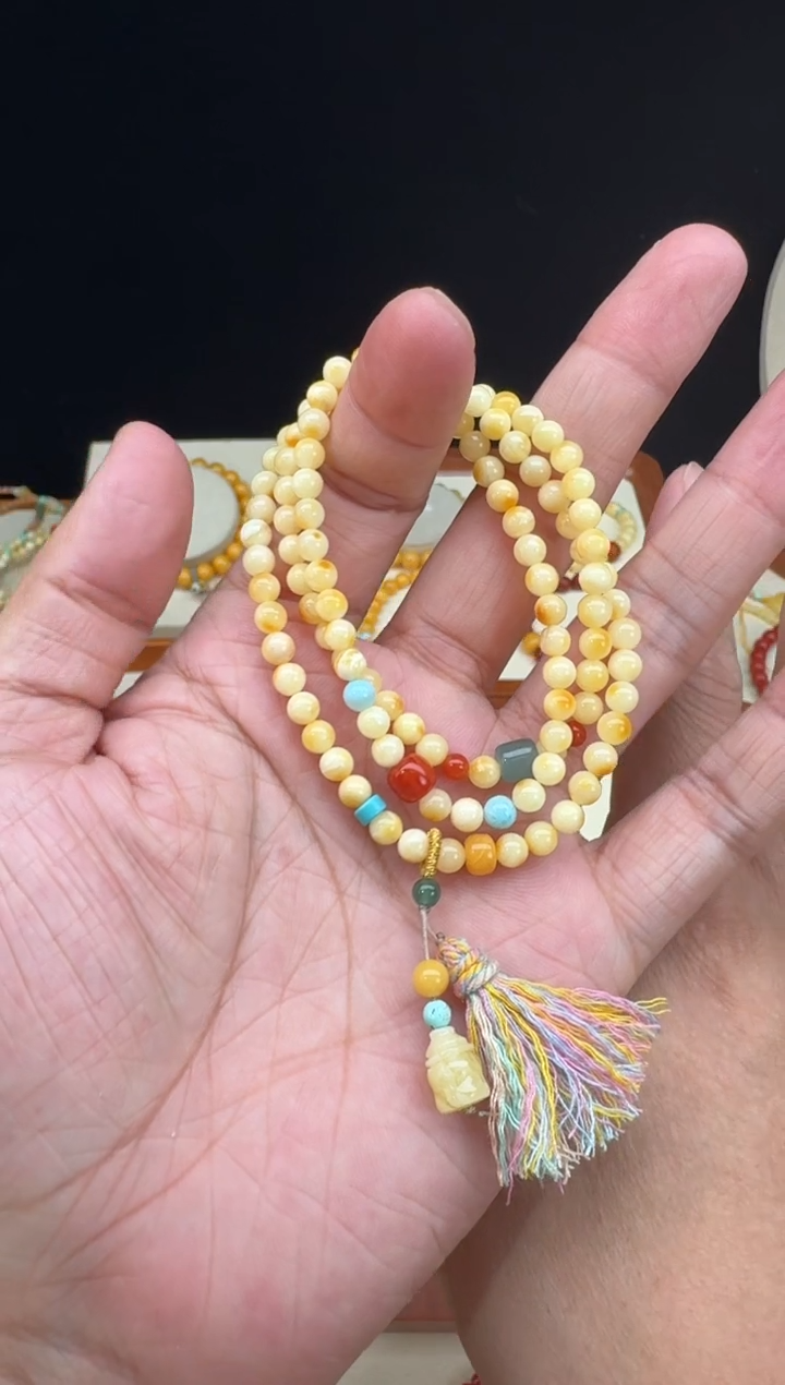 【闪购商品】蜜蜡手链未镶嵌白花蜡