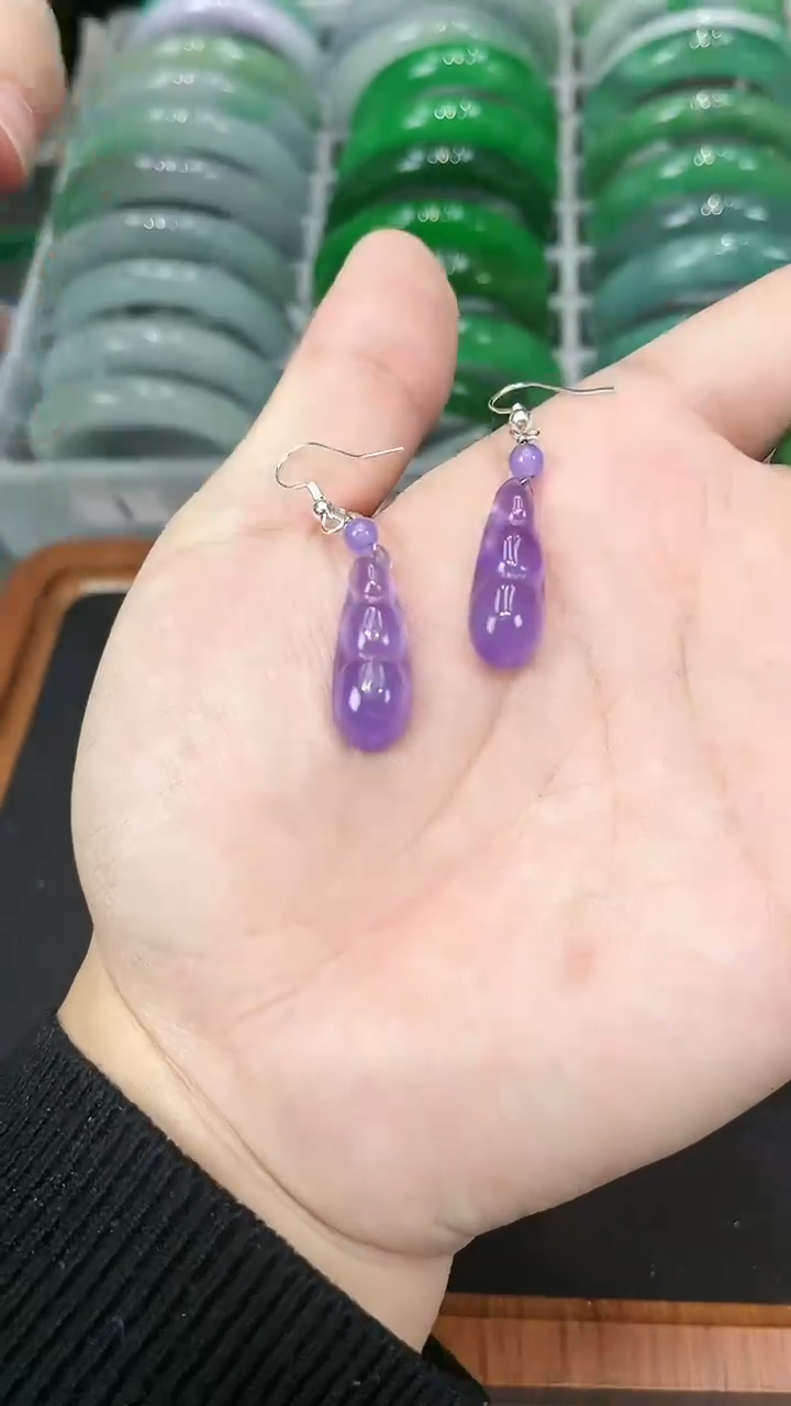 【闪购商品】砖雕s41 紫罗兰福豆耳钉