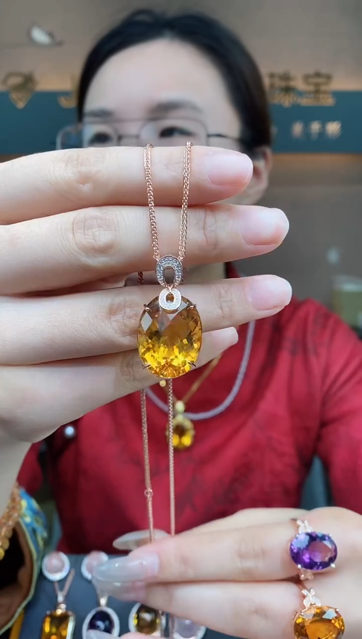 【闪购商品】黄晶吊坠银S925镶嵌黄晶吊坠