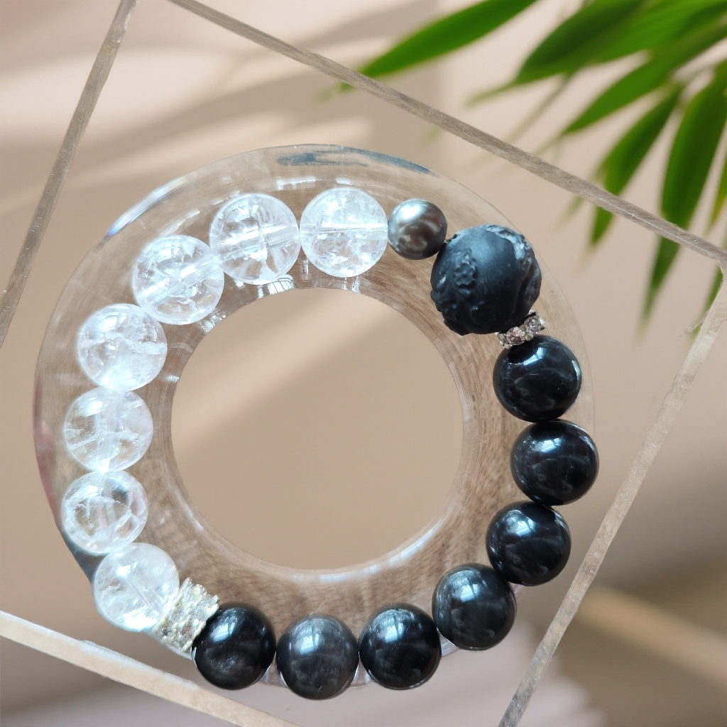 黑曜白水DIY手串