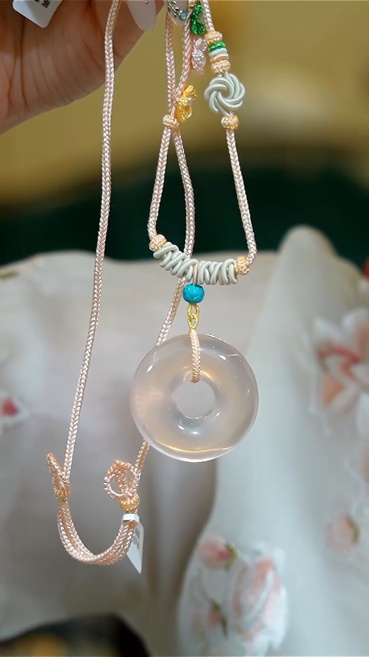 【闪购商品】水晶项链未镶嵌粉晶平安扣手工绳项链