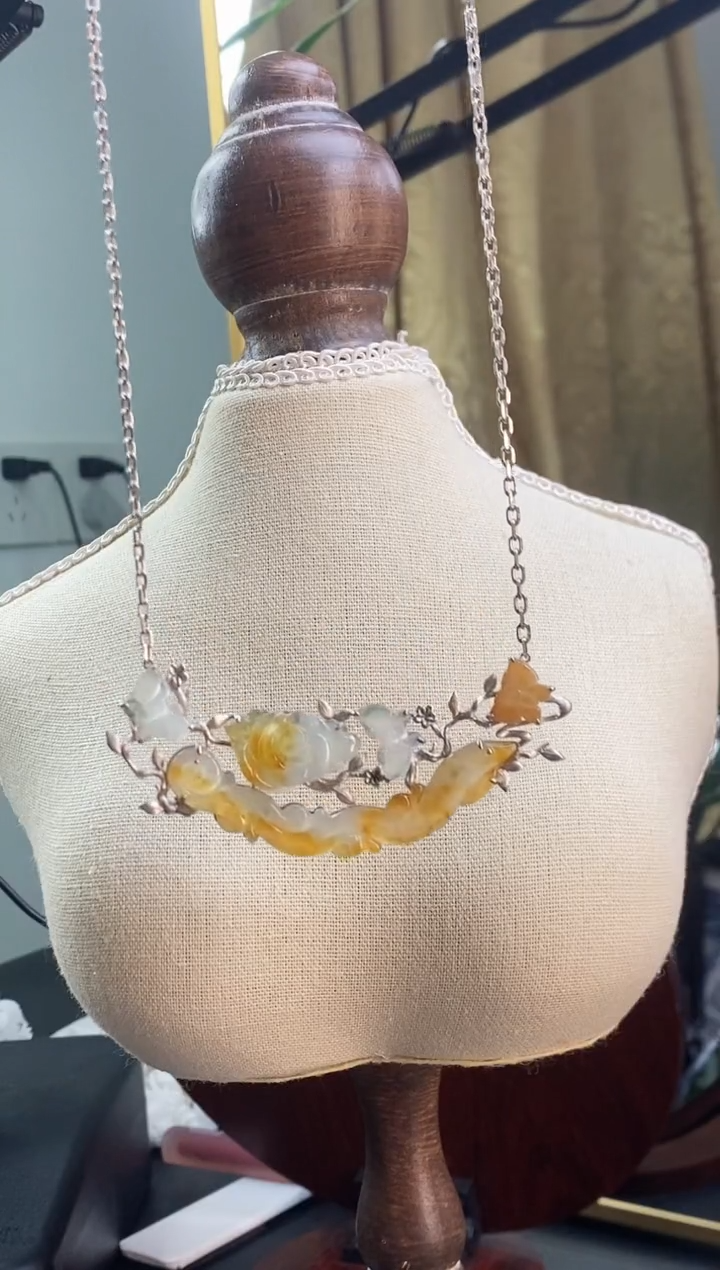 颈饰银S925镶嵌翡翠0389