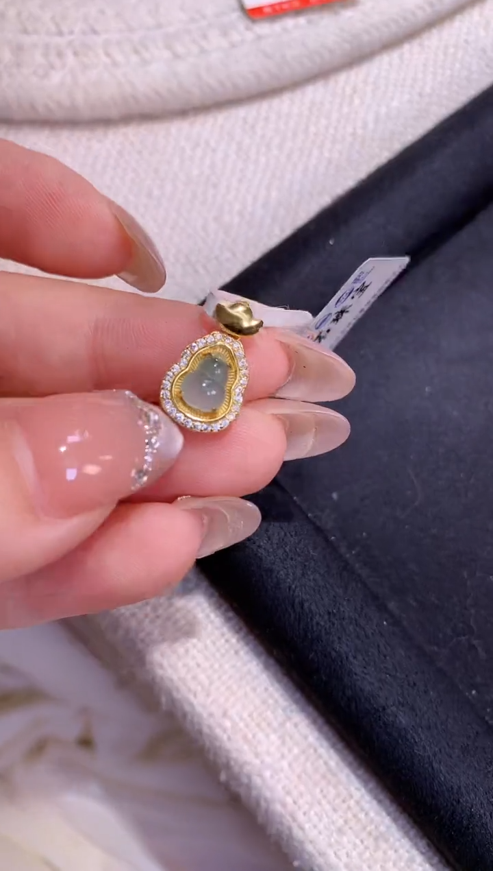 吊坠(不含链)银S925镶嵌翡翠【挽石珠宝】葫芦