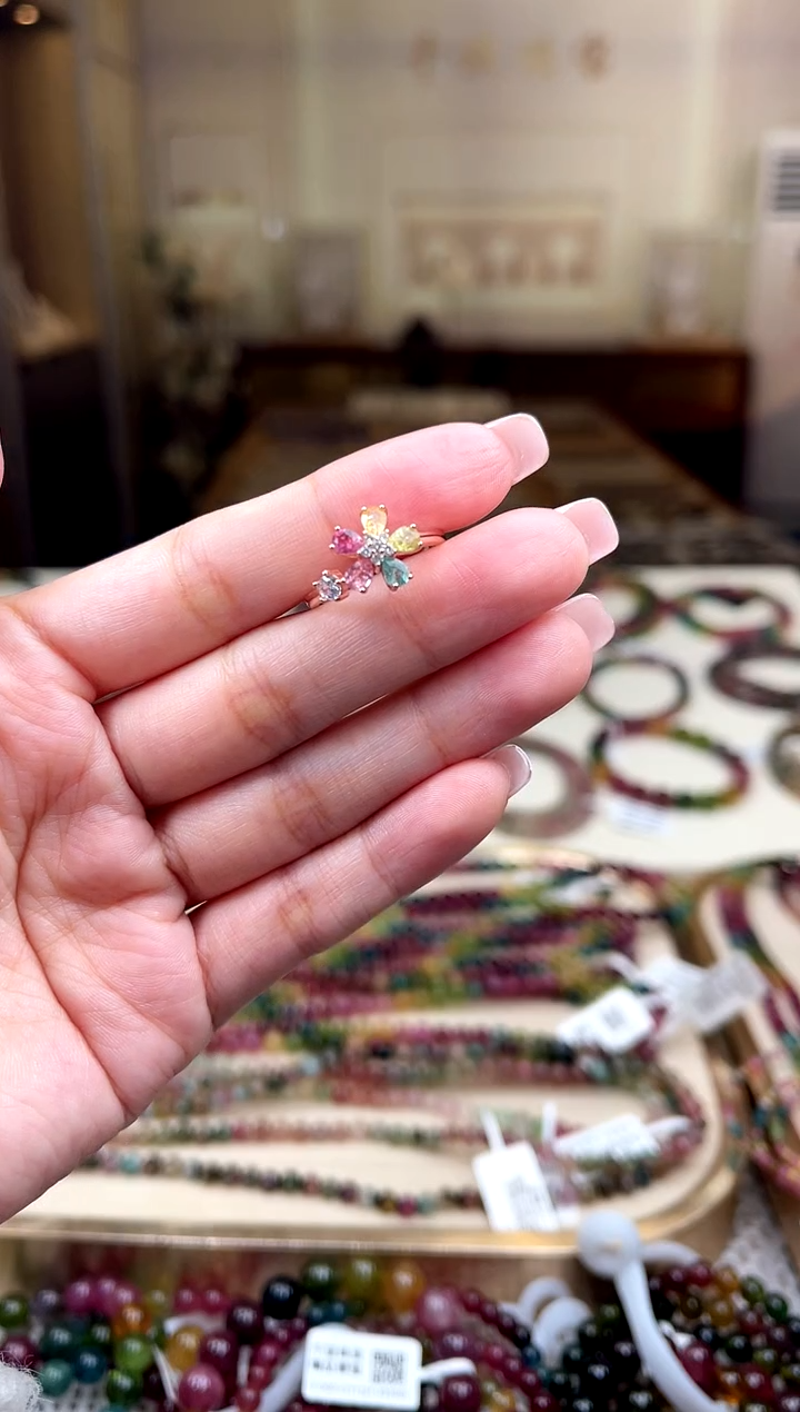 【闪购商品】碧玺/银S925镶嵌碧玺戒指多样性发货