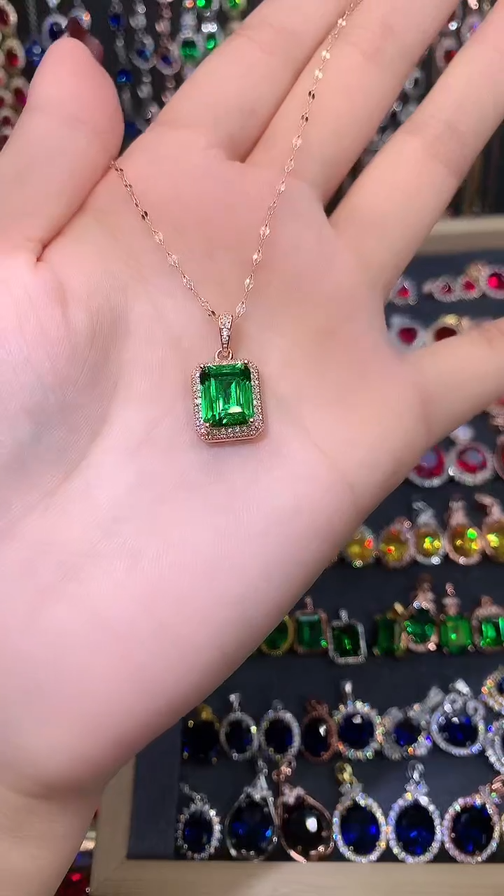 【闪购商品】透辉石吊坠银S925镶嵌玫瑰金