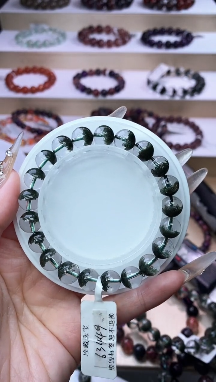 【闪购商品】水晶手链未镶嵌聚宝盆绿幽灵单圈9m+