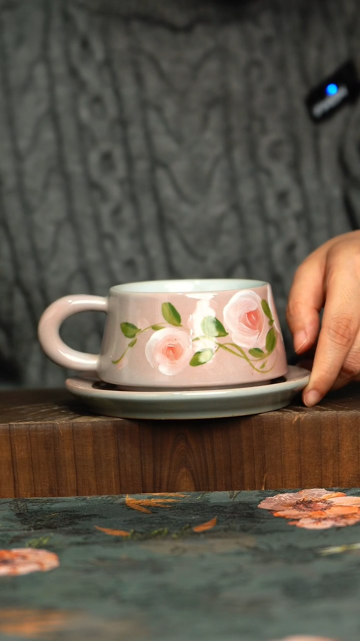 杯釉下彩手工手绘同款陶器