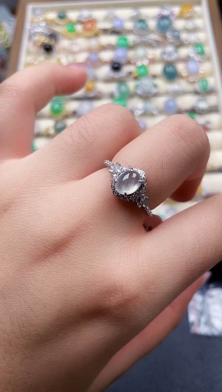 银S925镶嵌戒指翡翠255