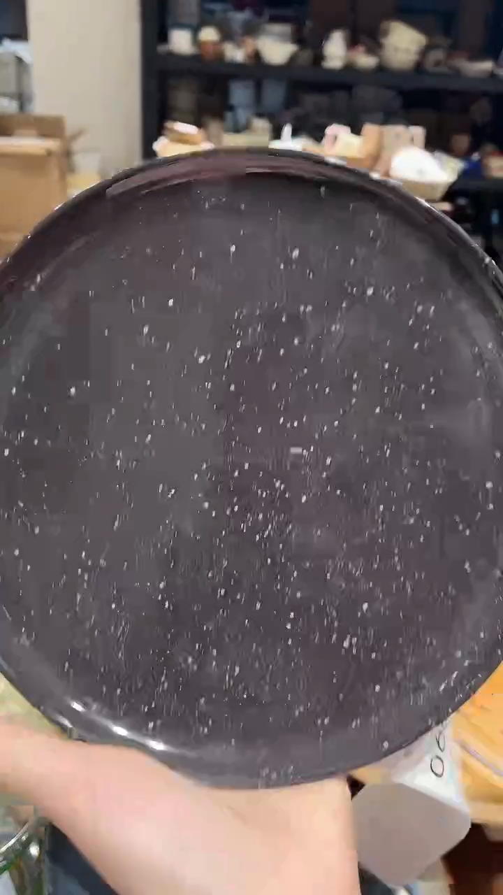 瓷062 泼墨 黑色 盘子 瑕疵