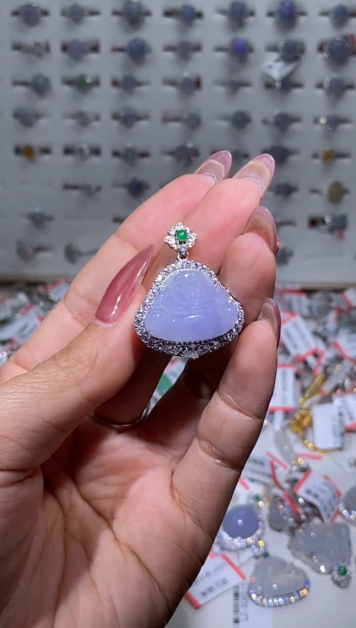 【闪购商品】翡翠吊坠(不含链)银S925镶嵌天然a货翡翠