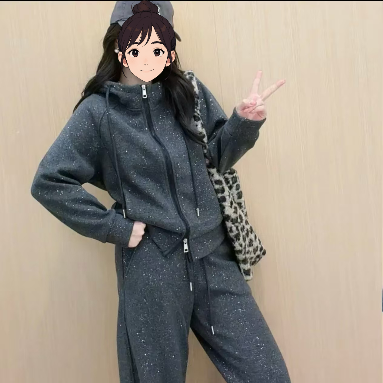 星闪慵懒风休闲风时尚套装宽松休闲百搭冬季时髦