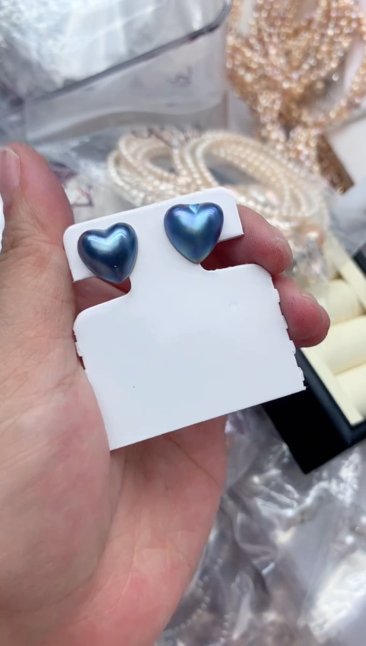 耳钉拼合珍珠（马贝珠）银S925镶嵌多样性发其一，非无暇