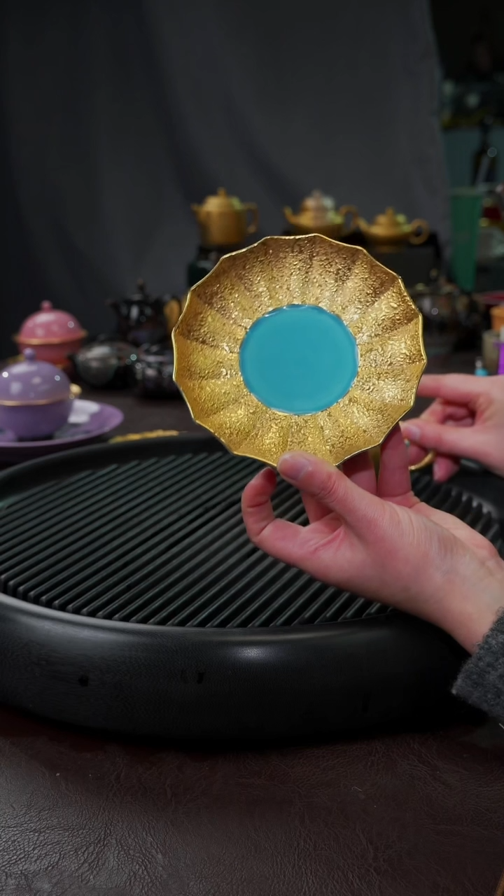 【闪购商品】杯【宜景窑松石蓝鎏金】壶承