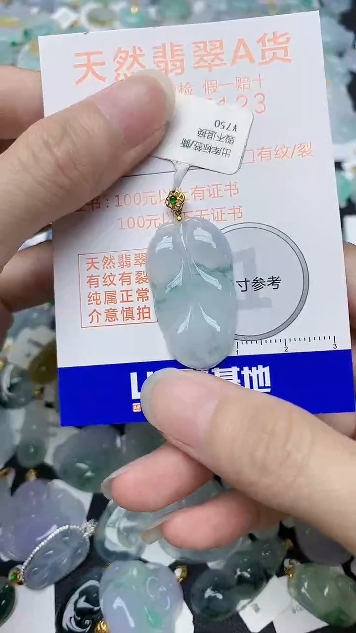 颈饰18K金镶嵌翡翠天然A货翡翠