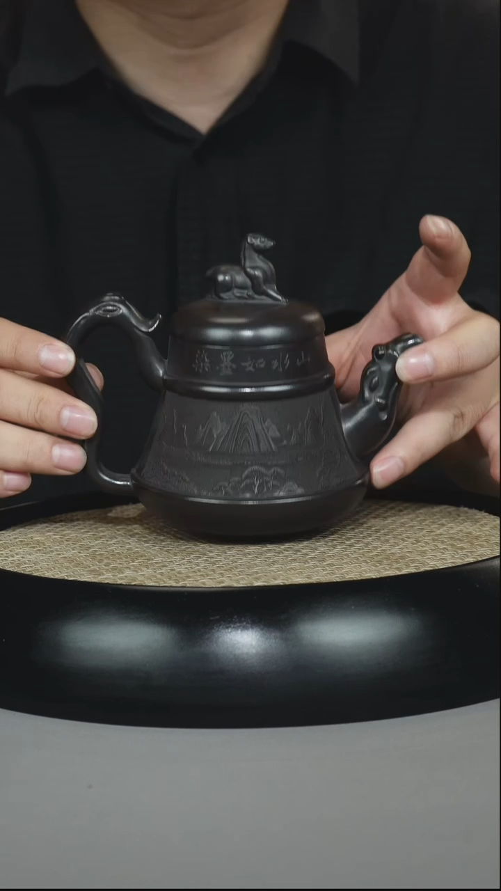 茶壶紫砂石黄 龙尊壶 龙马精神 