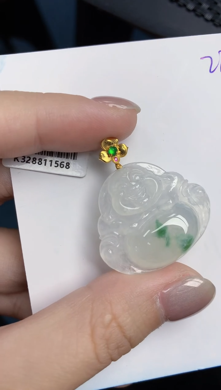 【闪购商品】翡翠颈饰18K金镶嵌天然翡翠A货