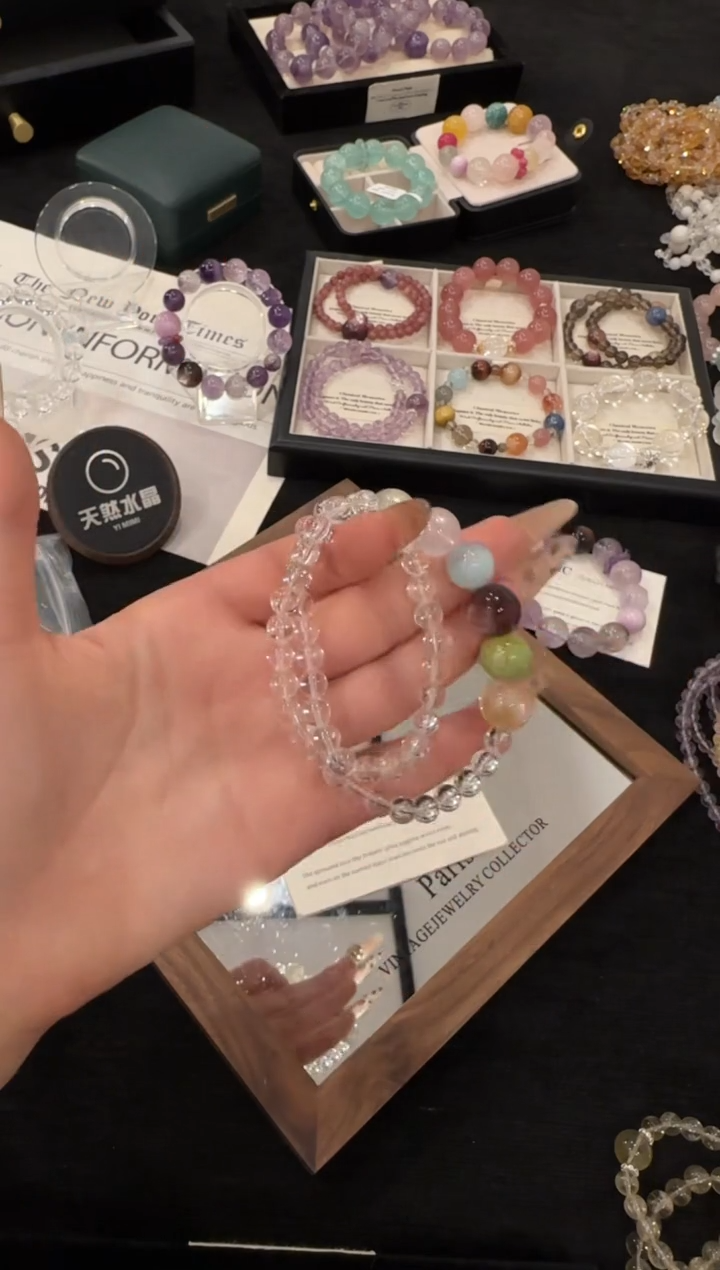 未镶嵌手链水晶白水晶双圈x3450