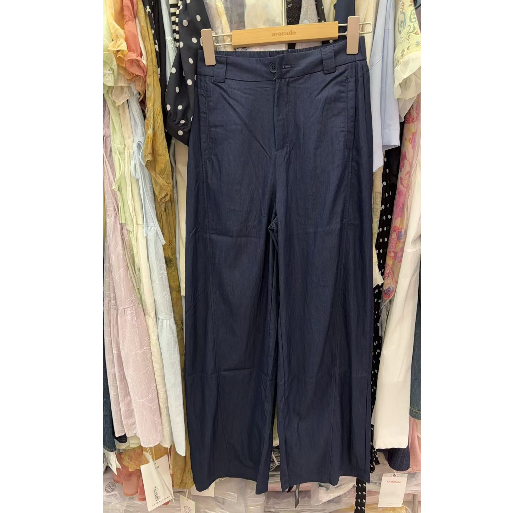 25107微弹力薄款阔腿裤纯色休闲裤户外时尚欧若假日风