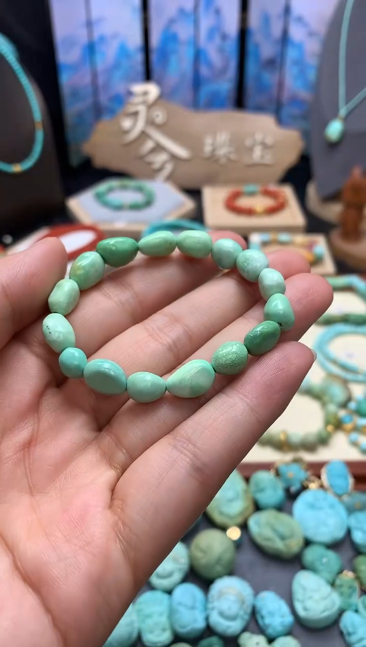 【闪购商品】绿松石手链未镶嵌高瓷绿松石菜籽糖豆