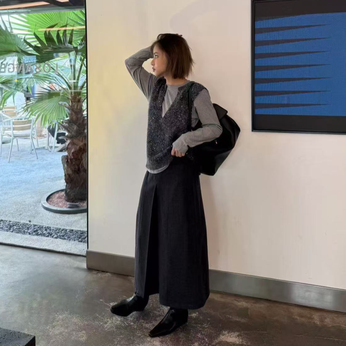 半身裙基础厚款常规百搭裙子A字西装开叉秋冬高腰中长款高腰时尚