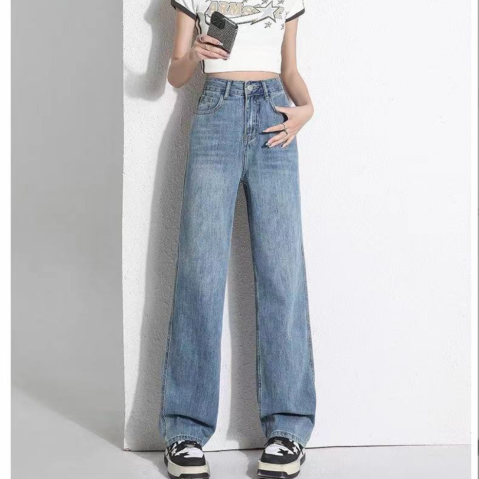  515#净版阔腿牛仔裤女