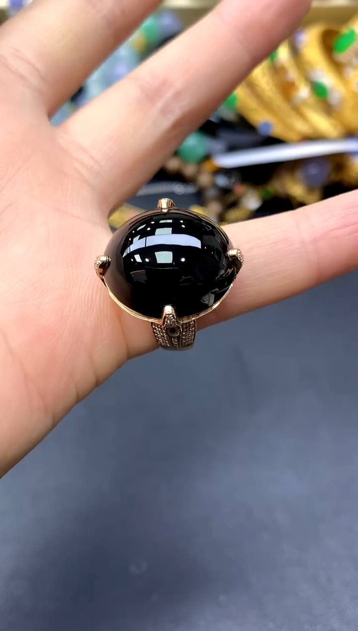 18K金镶嵌戒指翡翠346-中国好珍宝